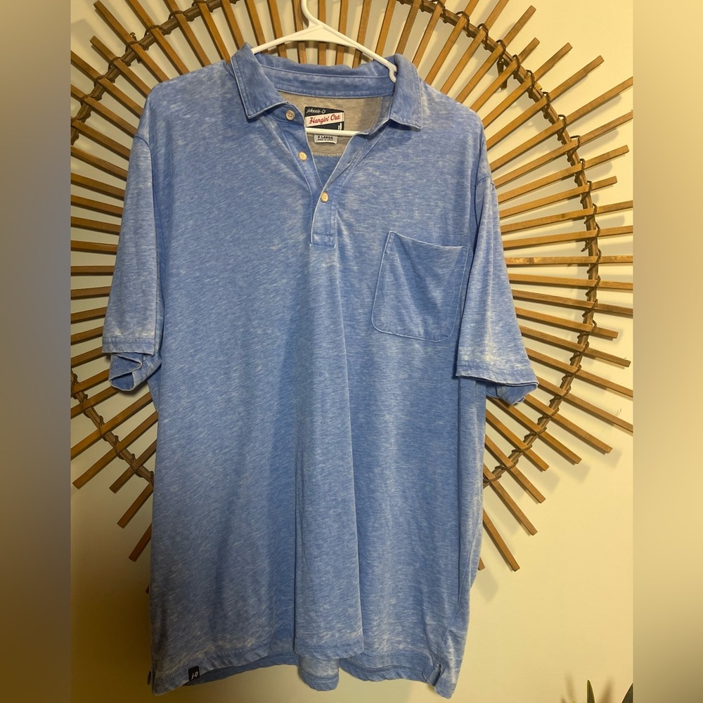 johnnie-O Light Blue Men's Burnout Polo Shirt Short Sleeve Casual Beachwear